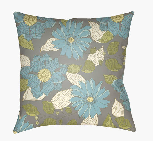Livabliss Moody Floral Woven Square Accent Pillow Botanical Layered Texture for Sofa or Bed Pale Blue, Gray 20"L x 20"W MF037-2020