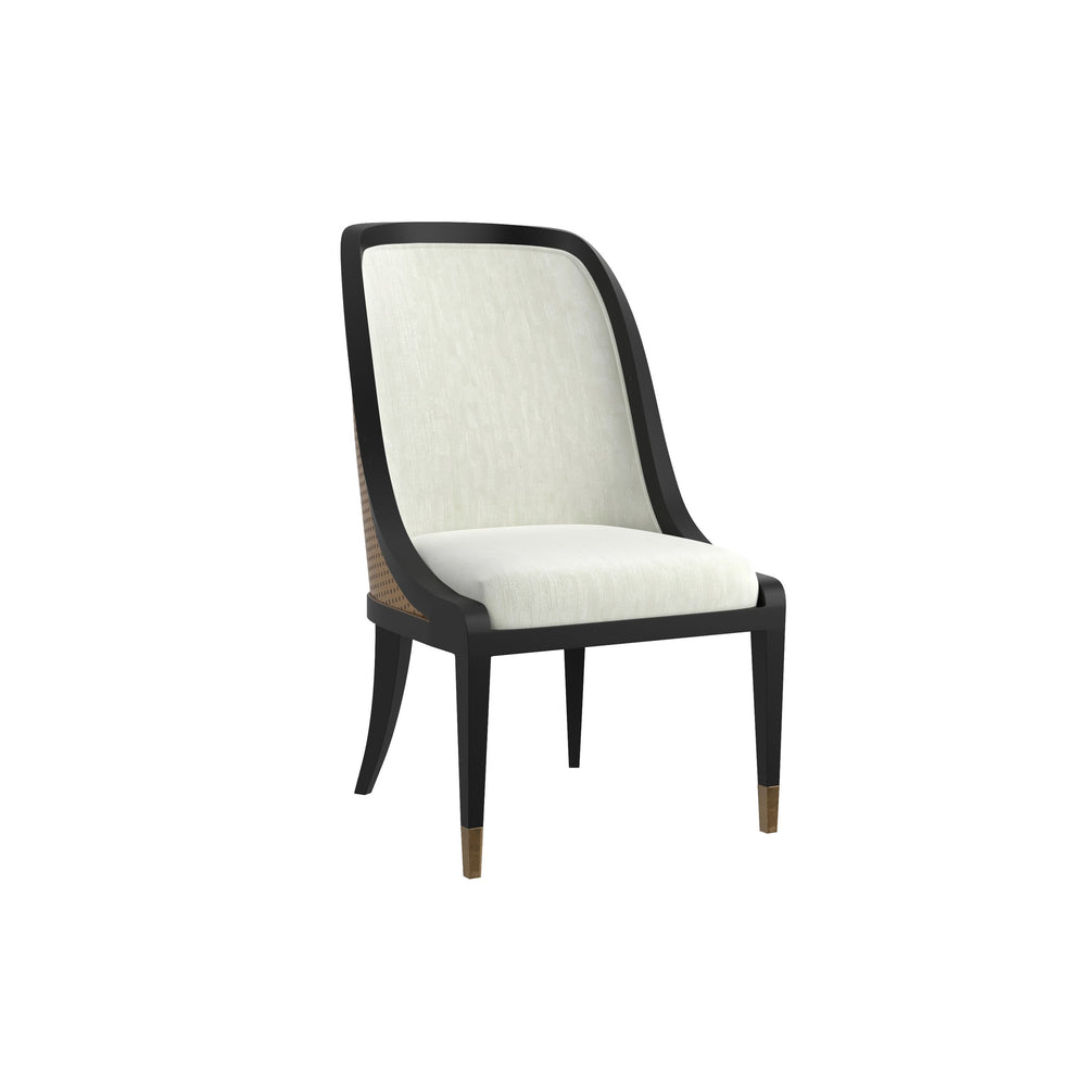 A.R.T. Furniture Eave Elegant Ivory Upholstered Dining Chair With Curved Backrest & Gold Metal Accents For Style Off,White Material(S), Poplar And Parawood Solids 336200-1818