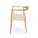 Christopher Knight Home® - Noble House - Palmyra Mid-Century Modern Ash Wood Accent Chair with Olefin Rope Seat, Matte White and Natural