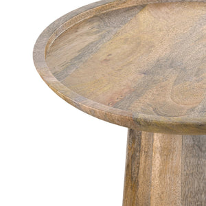 English Elm Dayton Handcrafted Wooden Accent Table with Sculptural Textured Finish — Multipurpose End or Side Table Light Brown B136P158437