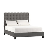 Homelegance By Top-Line Matson Button Tufted Linen Upholstered Bed Grey Linen