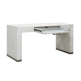 Stone-Textured Writing Desk with Keyboard Tray White with Raffia Palm Finish P301628 Pulaski Furniture