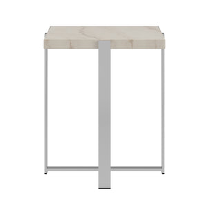 Homelegance By Top-Line Dahlia Marble Top Chrome Framed End Table Chrome Marble