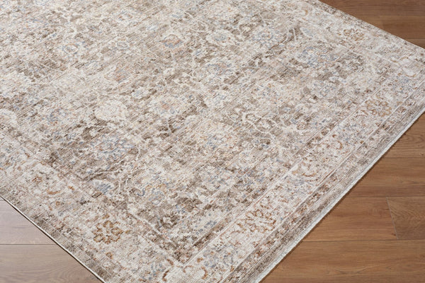 Livabliss Mansfield Machine Woven Polyester Area Rug with Fringe Traditional Pattern for Living Rooms Dark Brown, Cre 7'10" x 10' MFD2300-71010