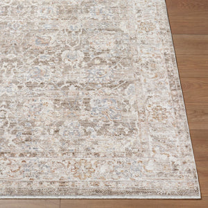 Livabliss Mansfield Machine Woven Polyester Area Rug with Fringe Traditional Pattern for Living Rooms Dark Brown, Cre 7'10" x 10' MFD2300-71010