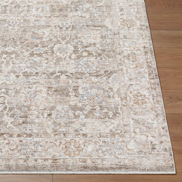 Livabliss Mansfield Machine Woven Polyester Area Rug with Fringe Traditional Pattern for Living Rooms Dark Brown, Cre 7'10" x 10' MFD2300-71010