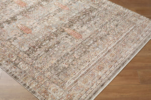 Livabliss Mansfield Machine Woven Polyester Area Rug with Fringe Border for Living Dining Rooms Dark Brown, Cre 7'10" x 10' MFD2301-71010