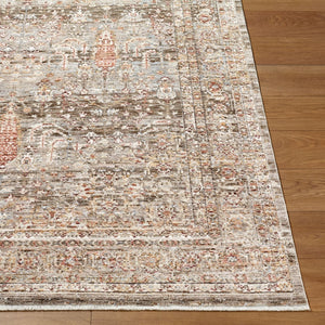 Livabliss Mansfield Machine Woven Polyester Area Rug with Fringe Border for Living Dining Rooms Dark Brown, Cre 7'10" x 10' MFD2301-71010