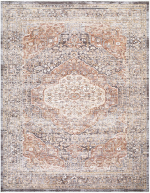 Livabliss Mansfield Turkish Woven Polyester Area Rug with Fringe Border for Living Dining Spaces Gray, Brown 7'10" x 10' MFD2308-71010