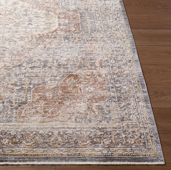 Livabliss Mansfield Turkish Woven Polyester Area Rug with Fringe Border for Living Dining Spaces Gray, Brown 5'3" x 7' MFD2308-537