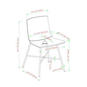 Upholstered Dining Chair with Metal X Base - Set of 2 Whiskey Brown XUMD1EWB Walker Edison