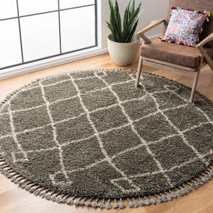 Safavieh Moroccan Fringe Shag 241 Power Loomed Shag & Flokati Rug Grey / Cream MFG241A-3