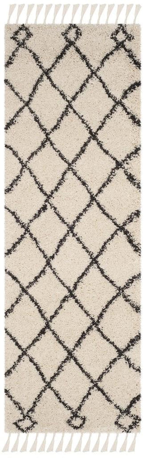 Safavieh Moroccan Fringe Shag 241 Power Loomed Shag & Flokati Rug Cream / Charcoal MFG241B-25