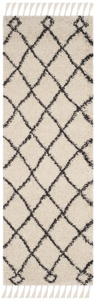 Safavieh Moroccan Fringe Shag 241 Power Loomed Shag & Flokati Rug Cream / Charcoal MFG241B-25