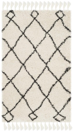 Safavieh Moroccan Fringe Shag 241 Power Loomed Shag & Flokati Rug Cream / Charcoal MFG241B-25