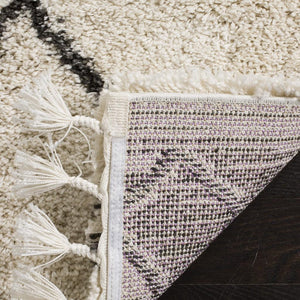 Safavieh Moroccan Fringe Shag 241 Power Loomed Shag & Flokati Rug Cream / Charcoal MFG241B-25