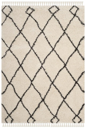 Safavieh Moroccan Fringe Shag 241 Power Loomed Shag & Flokati Rug Cream / Charcoal MFG241B-25