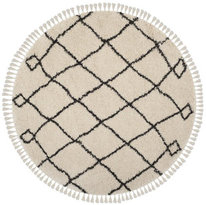 Safavieh Moroccan Fringe Shag 241 Power Loomed Shag & Flokati Rug Cream / Charcoal MFG241B-25