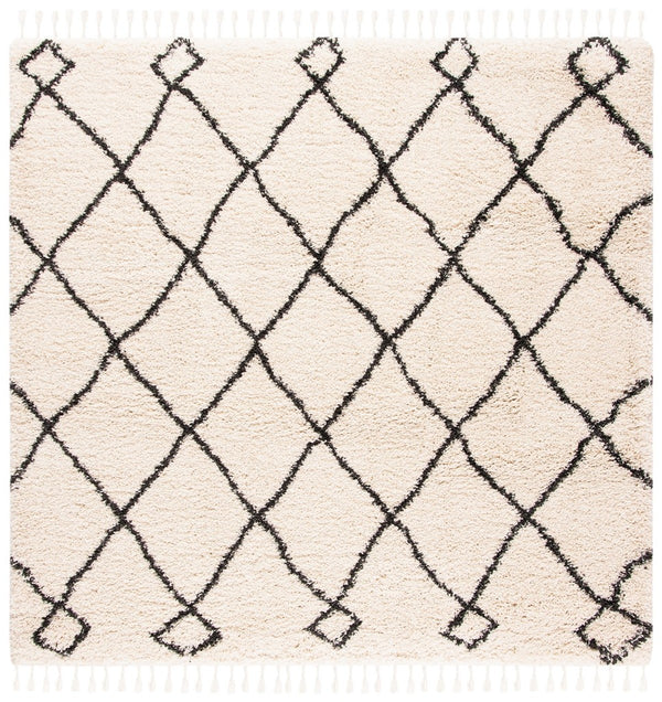 Safavieh Moroccan Fringe Shag 241 Power Loomed Shag & Flokati Rug Cream / Charcoal MFG241B-25