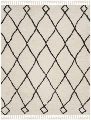 Safavieh Moroccan Fringe Shag 241 Power Loomed Shag & Flokati Rug Cream / Charcoal MFG241B-25