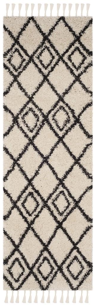 Safavieh Moroccan Fringe Shag 244 Power Loomed Shag & Flokati Rug Cream / Charcoal MFG244B-3