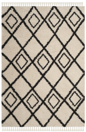 Safavieh Moroccan Fringe Shag 244 Power Loomed Shag & Flokati Rug Cream / Charcoal MFG244B-3