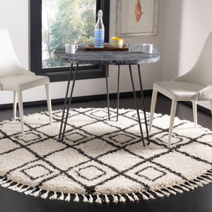 Safavieh Moroccan Fringe Shag 244 Power Loomed Shag & Flokati Rug Cream / Charcoal MFG244B-3