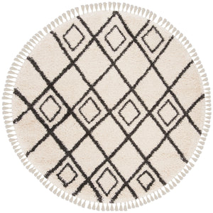 Safavieh Moroccan Fringe Shag 244 Power Loomed Shag & Flokati Rug Cream / Charcoal MFG244B-3