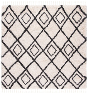 Safavieh Moroccan Fringe Shag 244 Power Loomed Shag & Flokati Rug Cream / Charcoal MFG244B-3