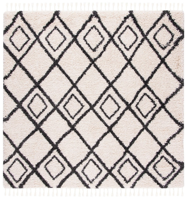 Safavieh Moroccan Fringe Shag 244 Power Loomed Shag & Flokati Rug Cream / Charcoal MFG244B-3