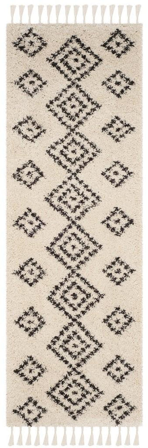 Safavieh Moroccan Fringe Shag 246 Power Loomed Shag & Flokati Rug Cream / Charcoal MFG246B-3