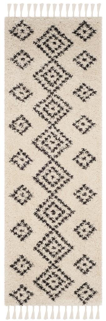 Safavieh Moroccan Fringe Shag 246 Power Loomed Shag & Flokati Rug Cream / Charcoal MFG246B-3