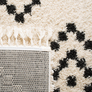 Safavieh Moroccan Fringe Shag 246 Power Loomed Shag & Flokati Rug Cream / Charcoal MFG246B-3