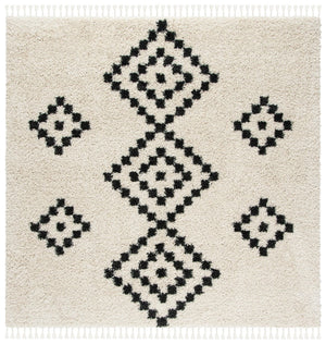 Safavieh Moroccan Fringe Shag 246 Power Loomed Shag & Flokati Rug Cream / Charcoal MFG246B-3