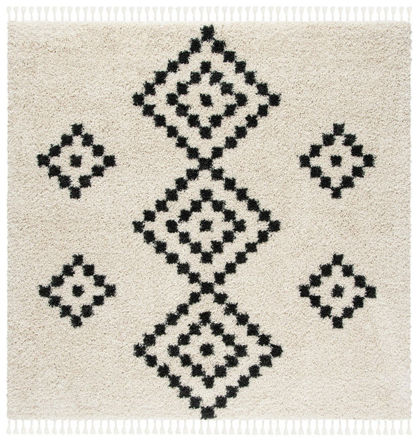 Safavieh Moroccan Fringe Shag 246 Power Loomed Shag & Flokati Rug Cream / Charcoal MFG246B-3