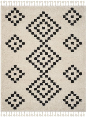 Safavieh Moroccan Fringe Shag 246 Power Loomed Shag & Flokati Rug Cream / Charcoal MFG246B-3