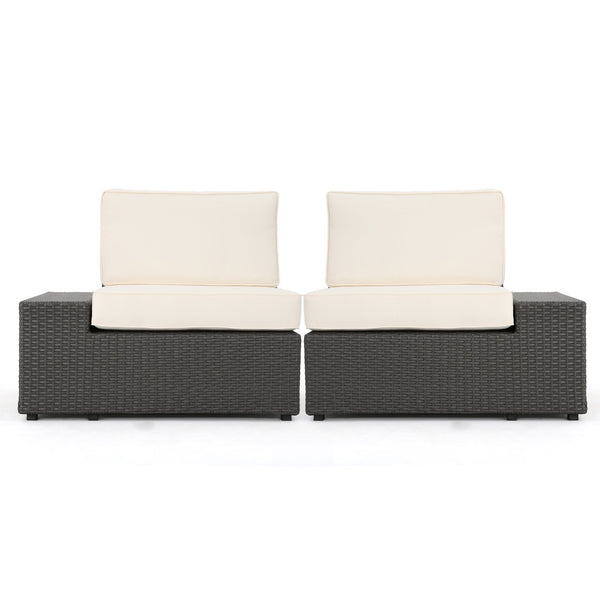 English Elm Santa Cruz Outdoor Pe Wicker Arm Chair Set with Weather Resistant Iron Frame 52974.00IRNGRY