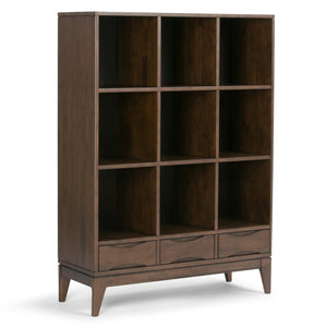 English Elm Harper Cube Storage Unit With Drawers - Mid-Century Modern Walnut Brown For Stylish Organization B136P158166