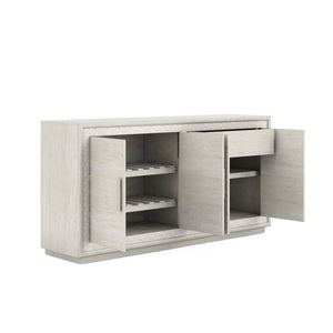 A.R.T. Furniture Ashlar Coastal Modern Credenza In Bisque With Sanded Bronze Accents, Adjustable Shelves & Storage Beige Parawood Solids,Birch Veneers,Resin,Metal 333252-2250
