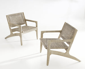Bernhardt Bernhardt Atlas Outdoor Chair With Pampas Wicker & Sea Oat Teak Frame, Weather-Resistant Comfort O4703O