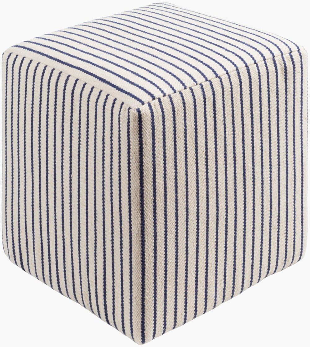 Surya Matchford 18" Woven Cotton Ottoman - Stylish Cottage-style Accent For Your Living Room Or Bedroom Upholstery, Ivory Cotton,Cotton,Polystyrene Block Mfpf002-161618