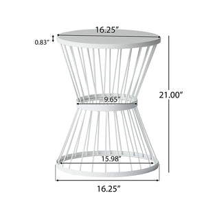 English Elm Lassen Outdoor Side Table Sculptural Hourglass Frame Compact Patio Accent 62073.00WHI