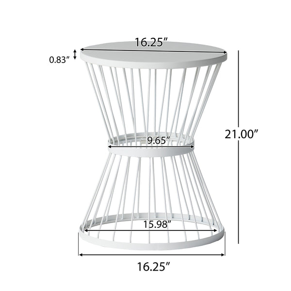 English Elm Lassen Outdoor Side Table Sculptural Hourglass Frame Compact Patio Accent 62073.00WHI