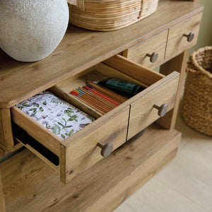 Hooker Furniture Kalamazoo Aged Oak Bookcase With Industrial Connectors, Open Shelves, Drawers & Hidden Storage 6062-10446-80