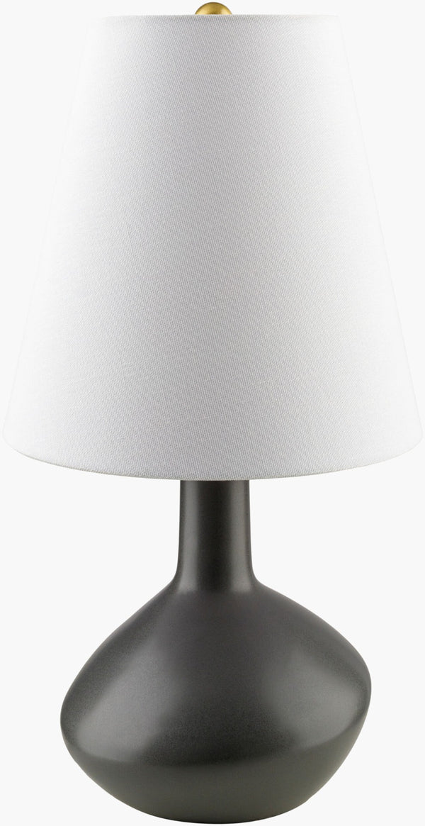 Livabliss Magico Ceramic Base Table Lamp with Dual Linen Metal Shade for Bedroom or Living Room MGC-001