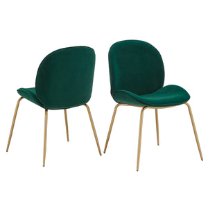 Homelegance By Top-Line Bridey Velvet Upholstered Gold Finish Dining Chairs (Set of 2) Gold Rubberwood