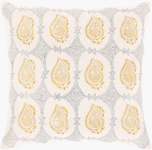 Surya Magdalena 18"X18" Cotton Accent Pillow - Vibrant Decor With Unique Design For Cozy Living Spaces Mustard Cotton,Cotton Mgd002-2222d