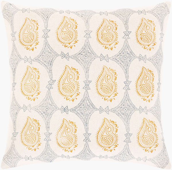 Surya Magdalena 18"X18" Cotton Accent Pillow - Vibrant Decor With Unique Design For Cozy Living Spaces Mustard Cotton,Cotton Mgd002-2222d