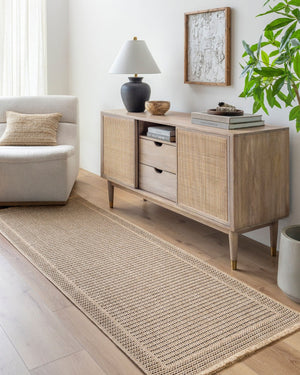 Livabliss Mirage Mge-2301 Flatweave Polypropylene Rug Cottage Fringe Accent for Entryways Tan, Black 2'7" x 7'3" MGE2301-2773