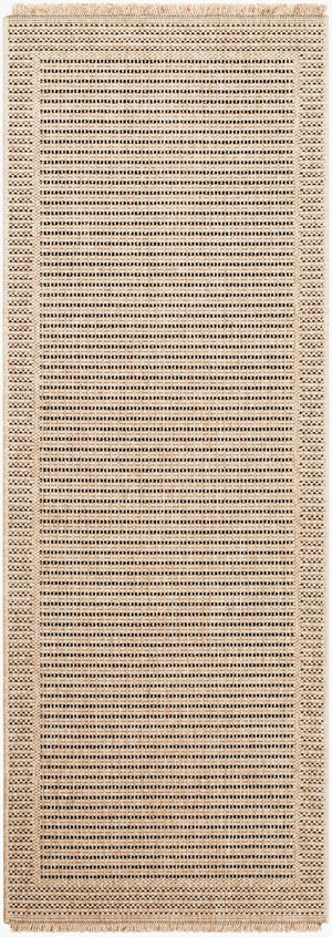 Livabliss Mirage Mge-2301 Flatweave Polypropylene Rug Cottage Fringe Accent for Entryways Tan, Black 2'7" x 7'3" MGE2301-2773